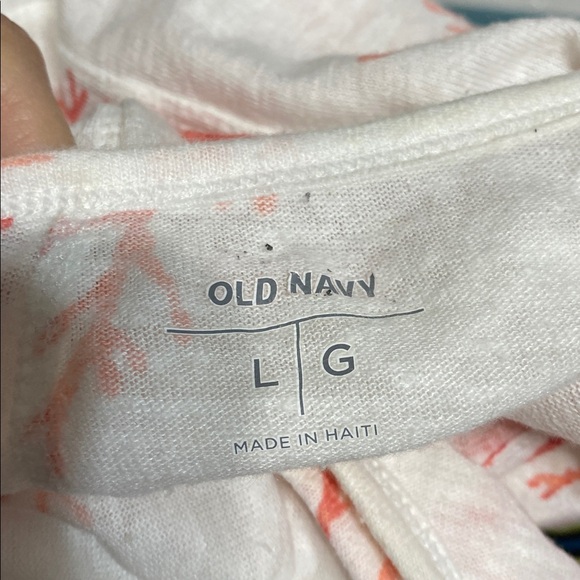 Old Navy off white & coral linen blend lightweight tank top blouse shirt LARGE - Picture 6 of 8
